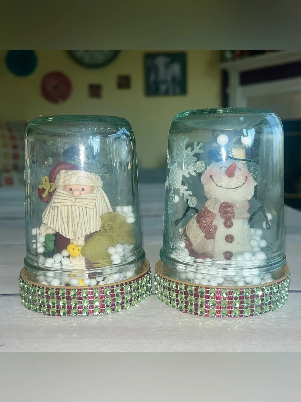 Set of Handmade Santa & Frosty Table or Mantle Christmas Decor
